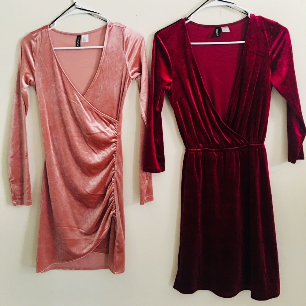 Two H&M velvet dresses